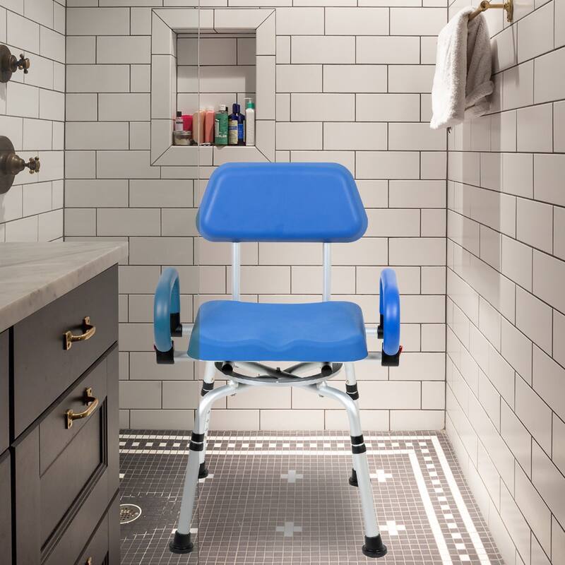 iLIVING Swivel Pivoting Shower Chair w/ Padded Seat, Adjustable Height