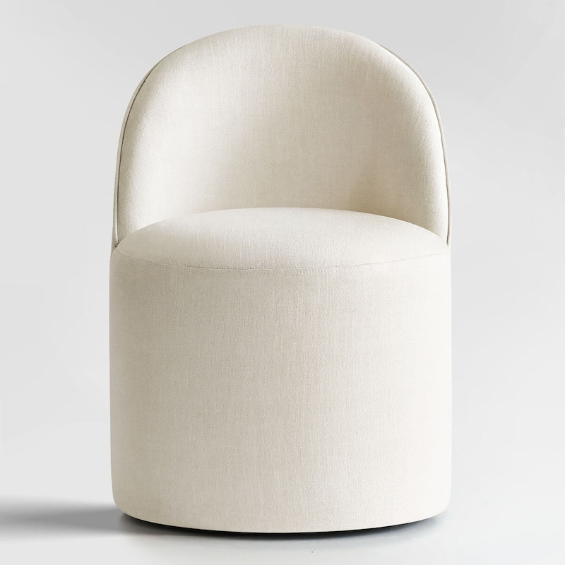 Upholstered Linen Office Chair with Wheels