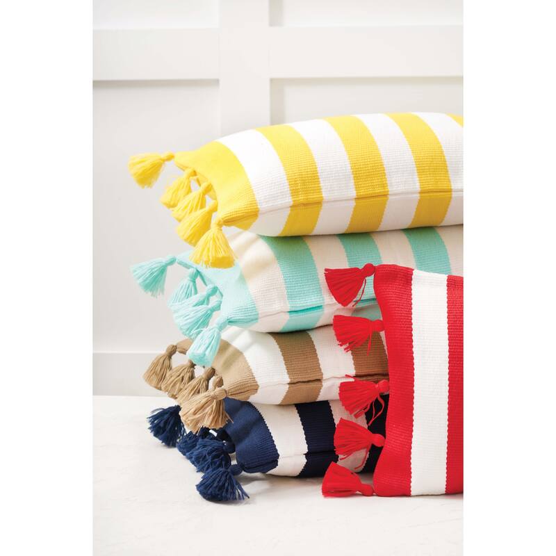 Cabana Red Stripes Tassels Pillow