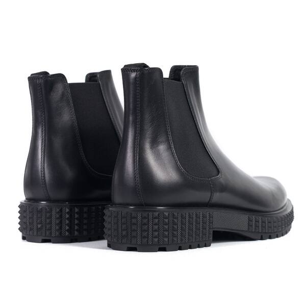 Shop Valentino Mens Black Leather Rockstud Platform Chelsea Boots Overstock 19295453