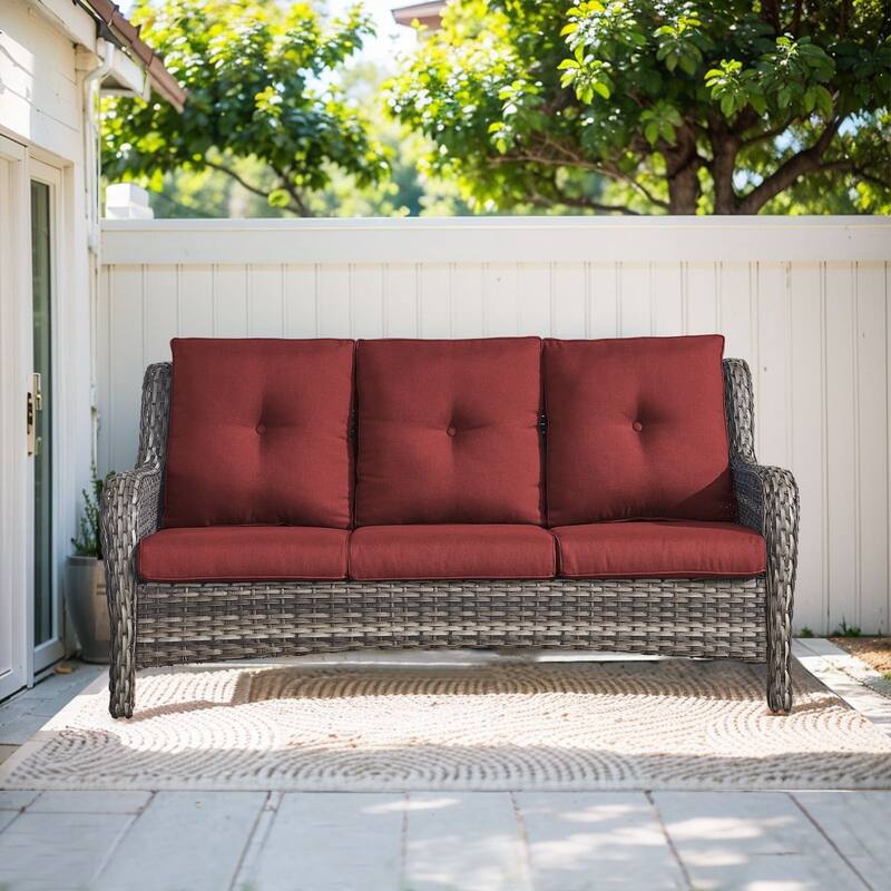 Outdoor Sofa Chair with Coffee Table and Ottoman
