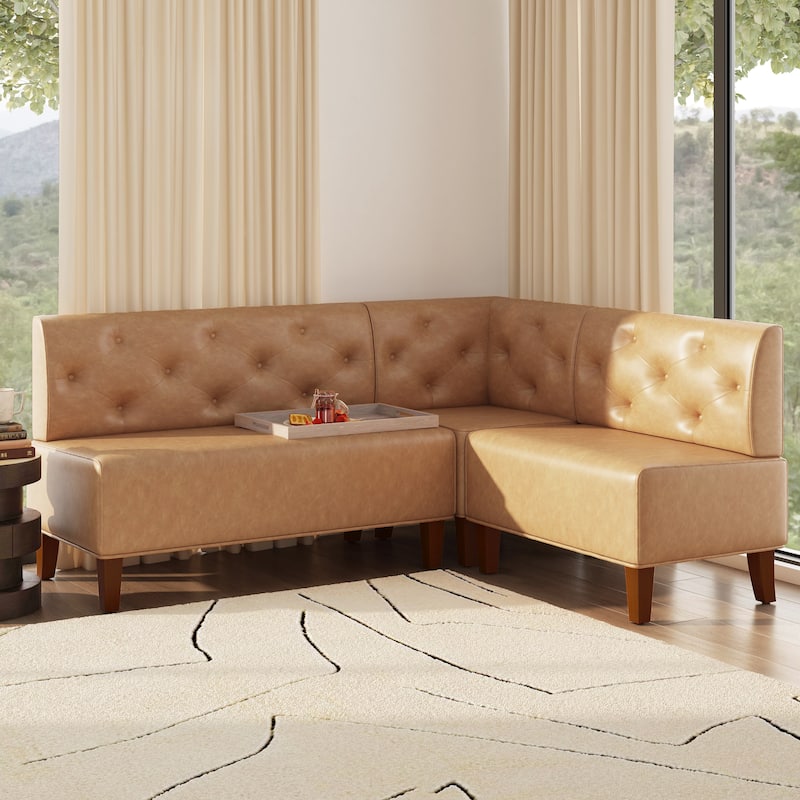 Linon Allard Upholstered/Faux Leather Modern Farmhouse Nook Bench