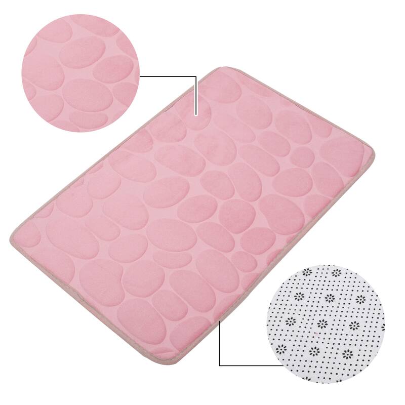 Non-Slip Bathroom Rugs, Polyester Bath Mat, Machine Washable Pink Cobblestone Pattern 23.62"x15.75"