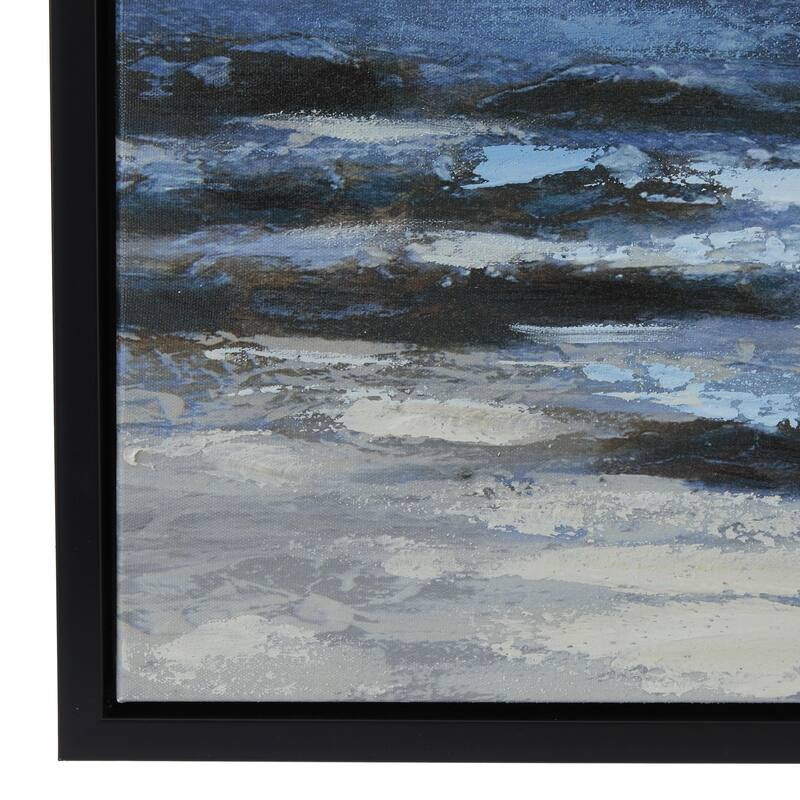 Canvas Landscape Night Sky Framed Wall Art with Black Frame - Blue - Roche River Decor