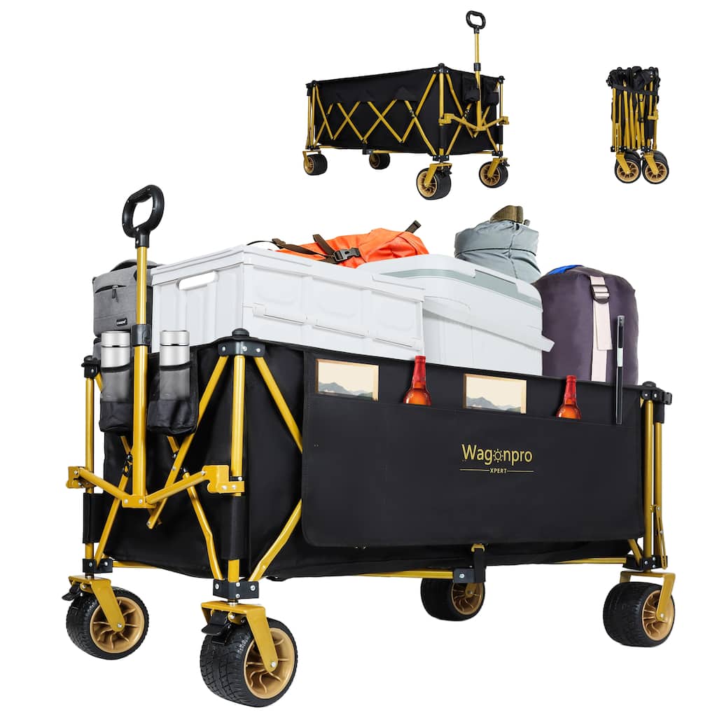 67.5 Inch Extra-Long Utility Wagon with Tailgate - 480lb Capacity All-Terrain Heavy-Duty Cart, Black