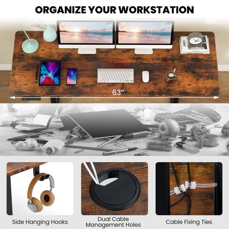Height Adjustable Electric Standing Desk Extra Large Sit Stand Desk