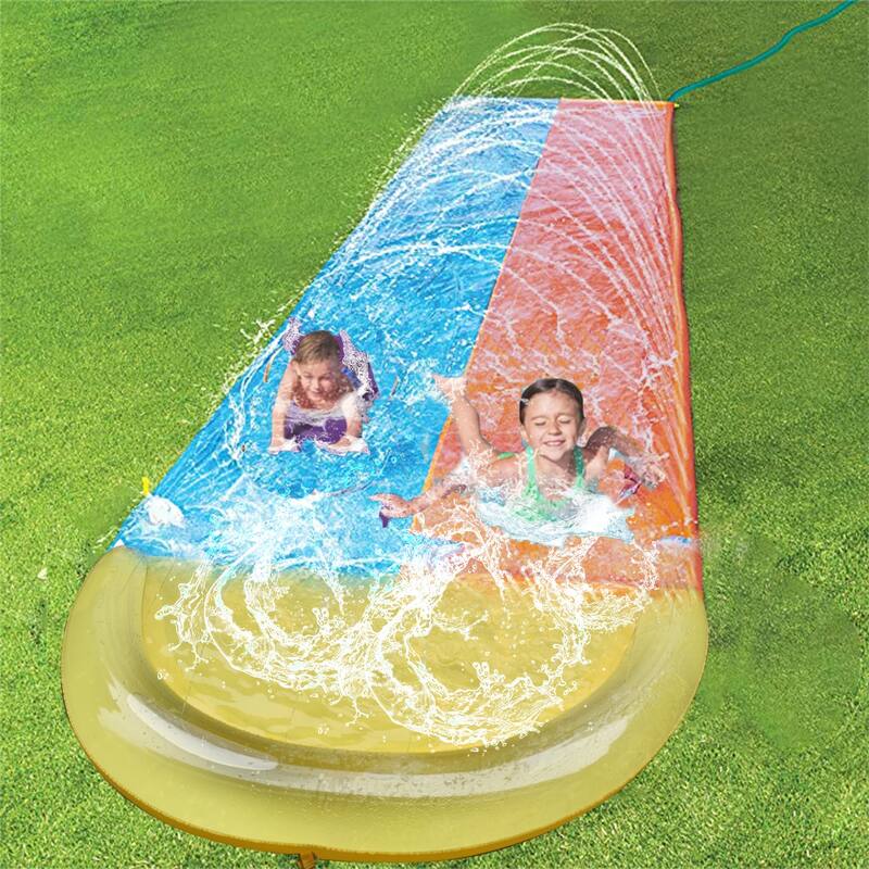 Dimple Inflatable Water Slide with 2 Bodyboards, Water Slide Summer Toy for kids with Build in Sprinkler (16 ft x 5 ft)