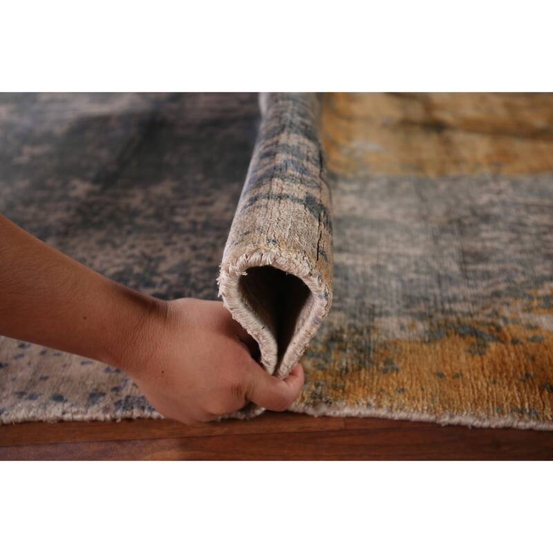 Contemporary Abstract Indian Area Rug Handmade Wool Carpet - 8'0" X 9'8"