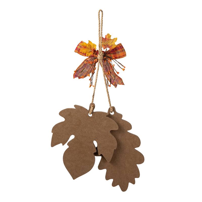 Glitzhome Wooden Maple Leaves Scarecrow Sunflower Door Hanger Wall Decor