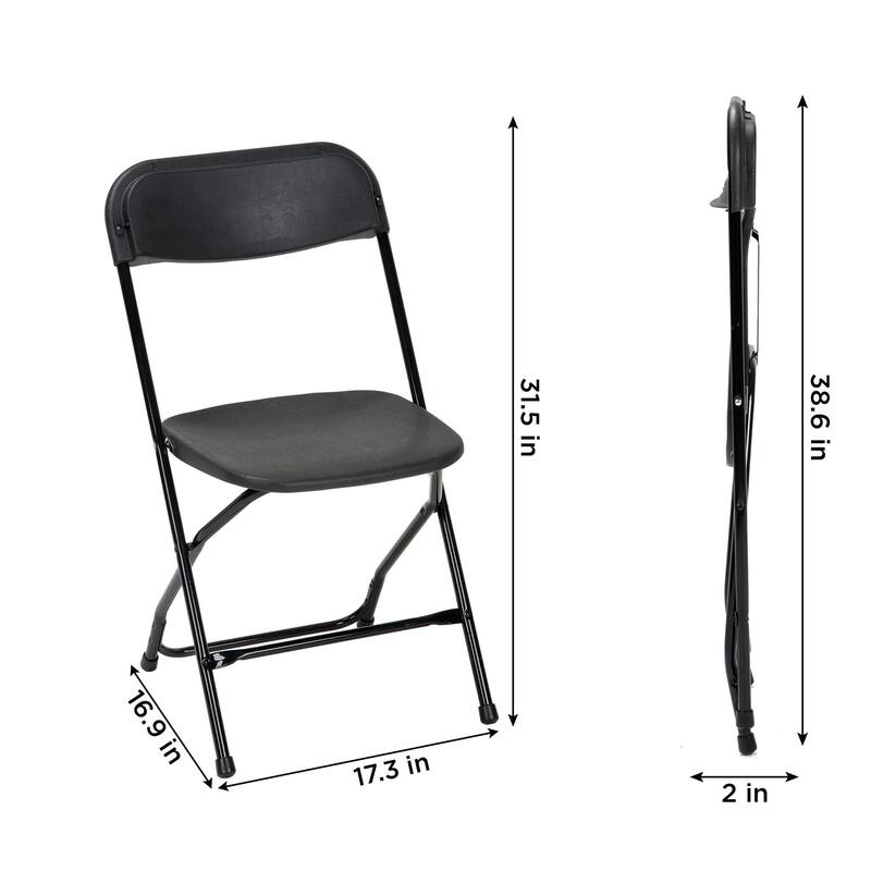 ZOWN Premium Commercial Plastic Stacking Indoor/Outdoor Folding Chair, 8-Pack