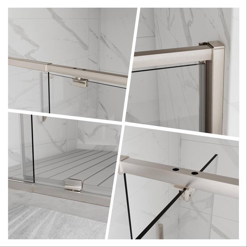 Modland 38-42"x71'' Adjustable Pivot Shower Door - Auto-Lift Hinge, Magnetic Seal, 5 Finishes for Uneven Walls - 42''x 71''