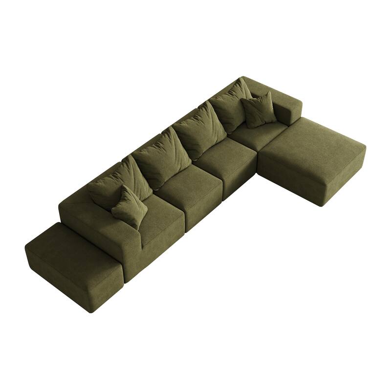 Living Room Modular Couch Chenille Upholstered Sectional Sofa Set