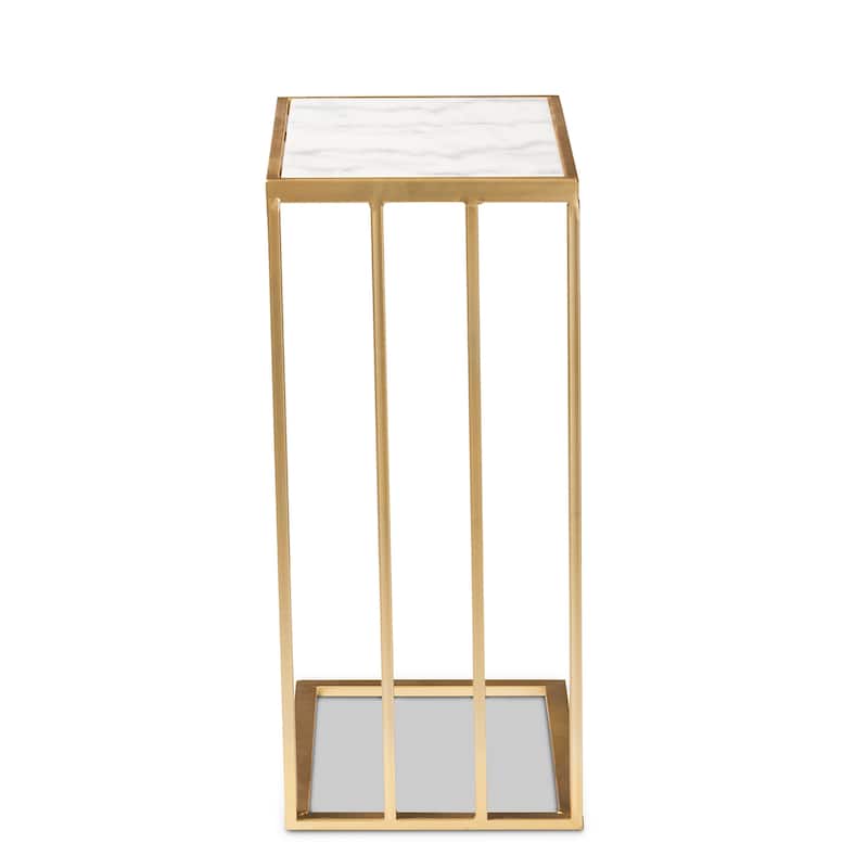Parkin Modern and Contemporary C Shaped End Table with Marble Tabletop