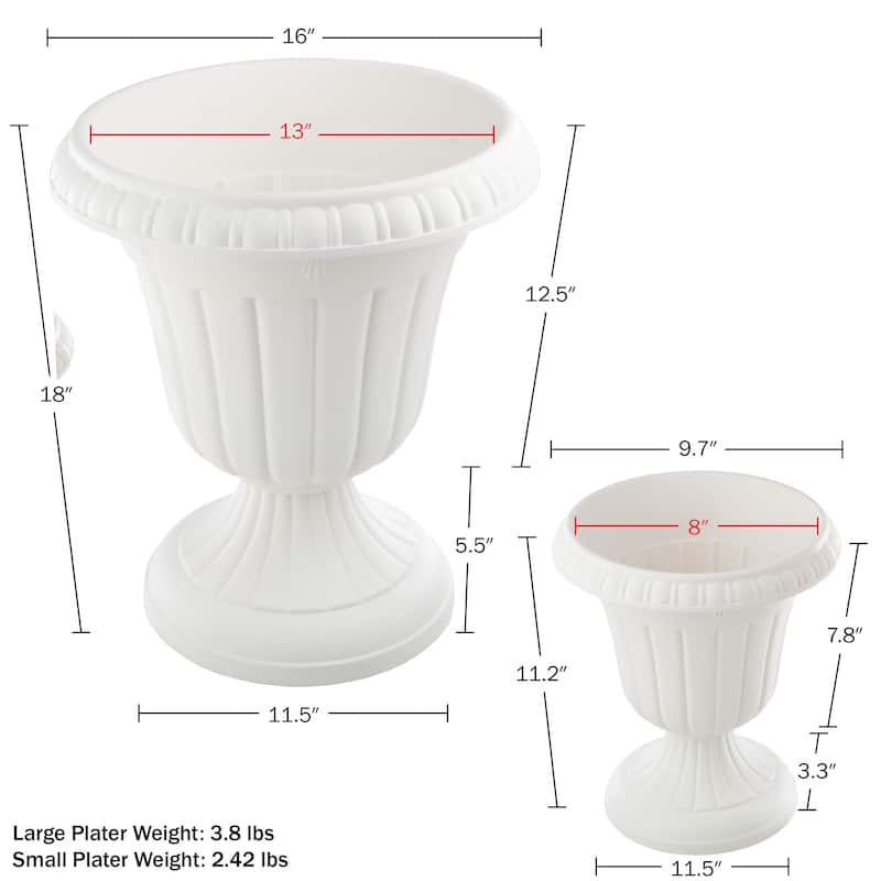 Pure Garden Large and Small Outdoor Urn Planter 2-Pack - Pack of 2