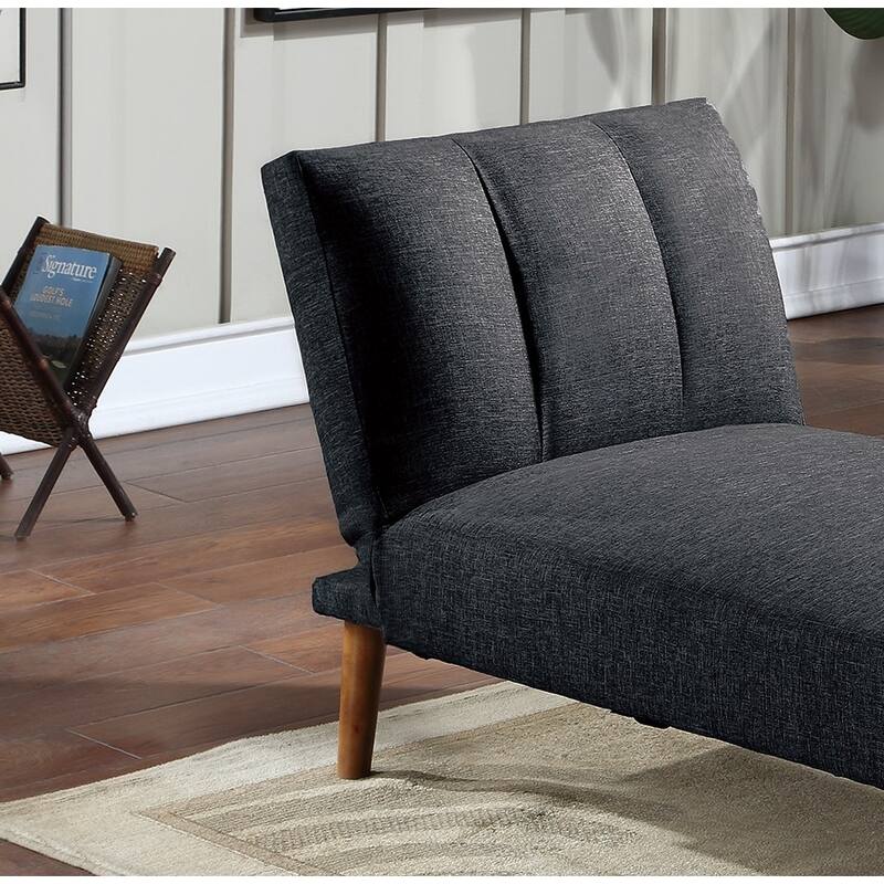 Black Polyfiber Adjustable Chaise Bed with Solid Wood Legs