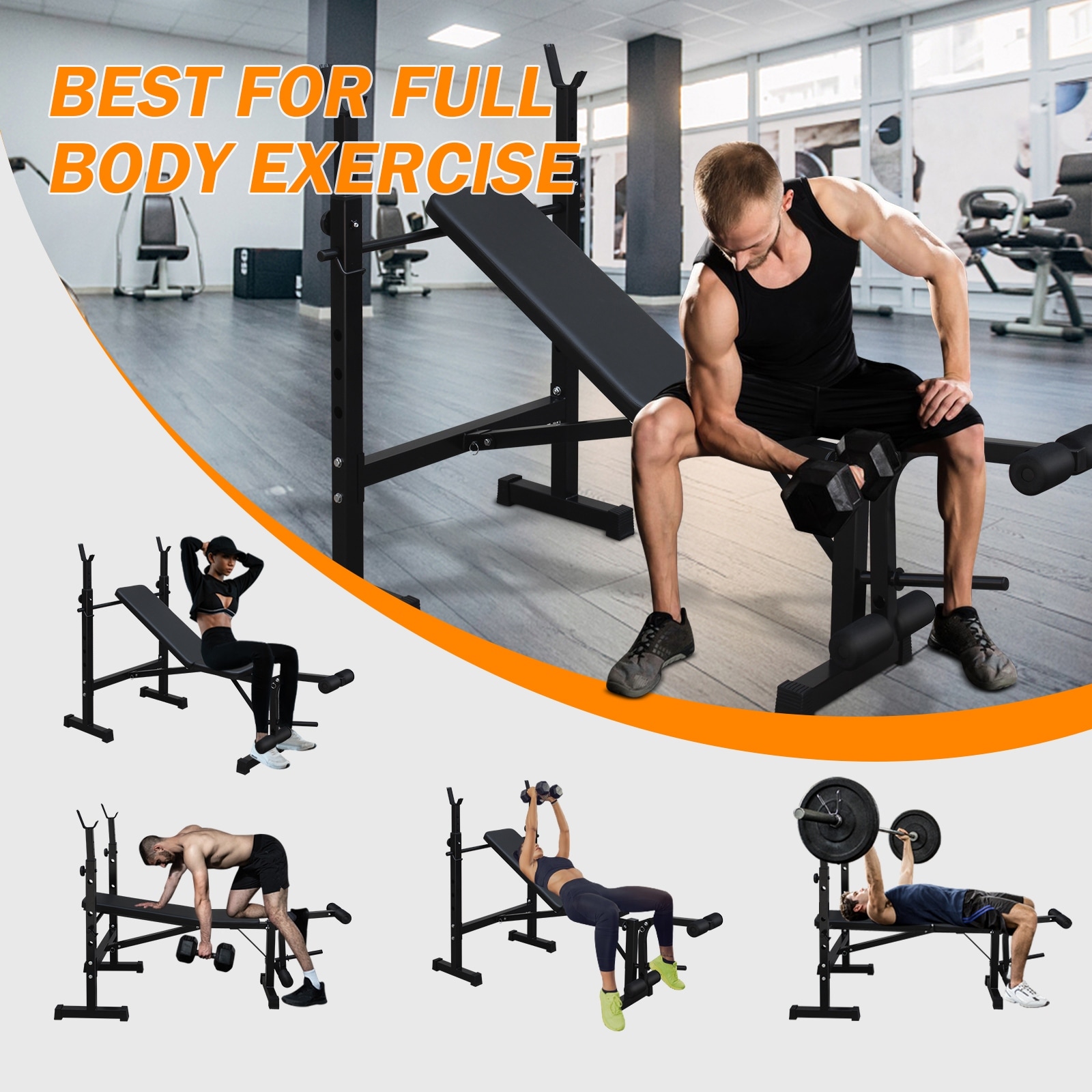Weight Bench Bench Press Set w Squat Rack Bench Full Body Workout Black 67.72 L On Sale Bed Bath Beyond 40333716