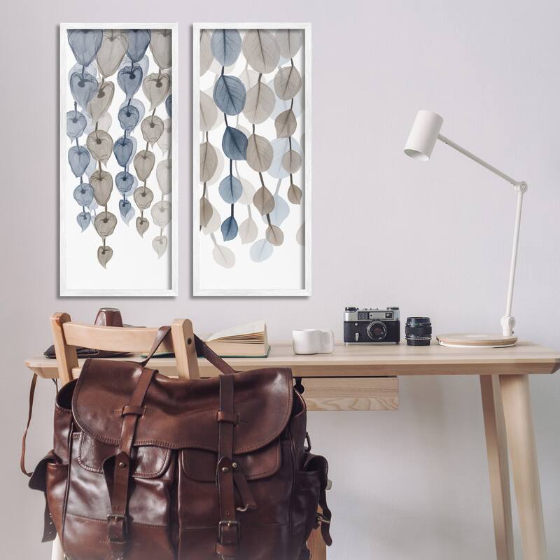 Stupell Neutral Opaque Cascading Leaves Framed Giclee Art Design by Albert Koetsier (Set of 2)