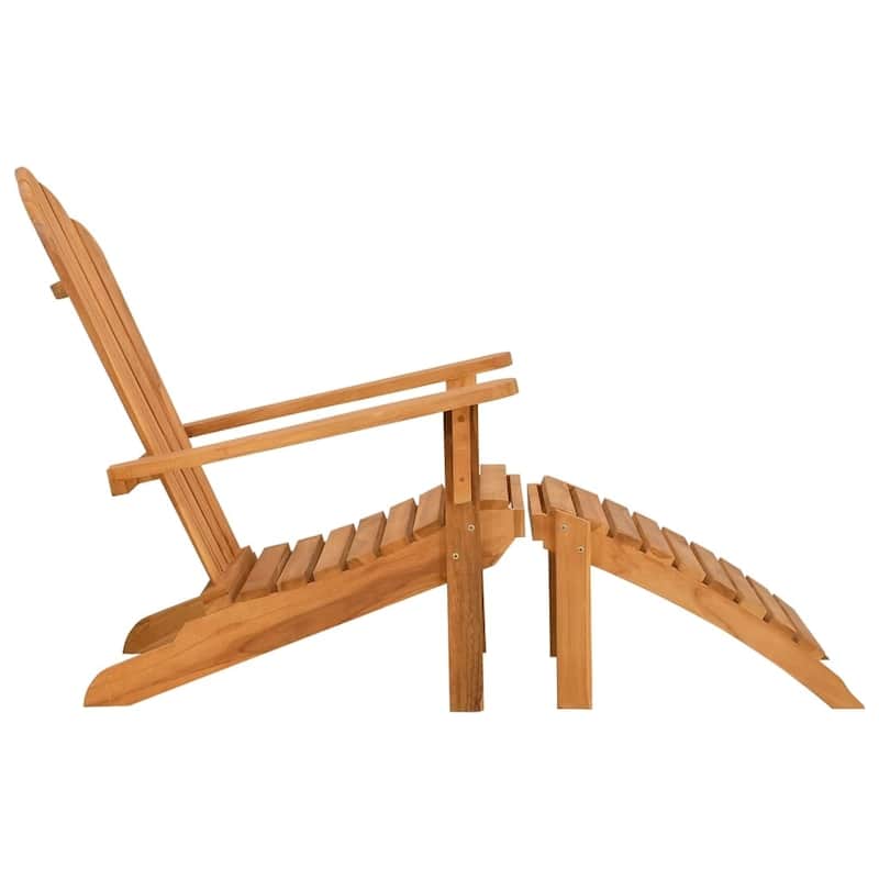 vidaXL Garden Adirondack Chair With Footrest Teak Solid teak wood Standard - 53.9 x 30.3 x 37.4 in