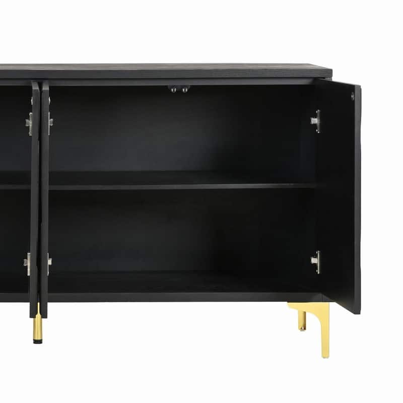 59.84" Carved Sideboard Buffet Cabinet with Press-to-Open Design for Dining Room or Living Room