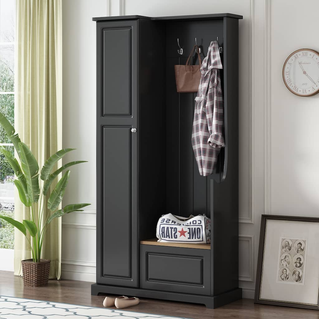 Minimalist Hallway Shoe Cabinet with Adjustable Shelves - N/A