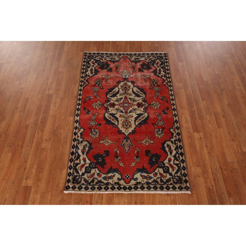 Hand Knotted Oriental 100% Wool Carpet Traditional Floral Red Bakhtiari Area Rug - 5' 8'' X 3' 4''