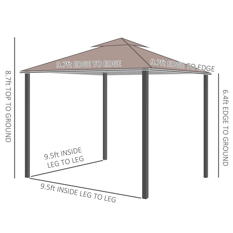 10' x 10' Outdoor Gazebo Canopy Shelter with Double Vented Roof Bed
