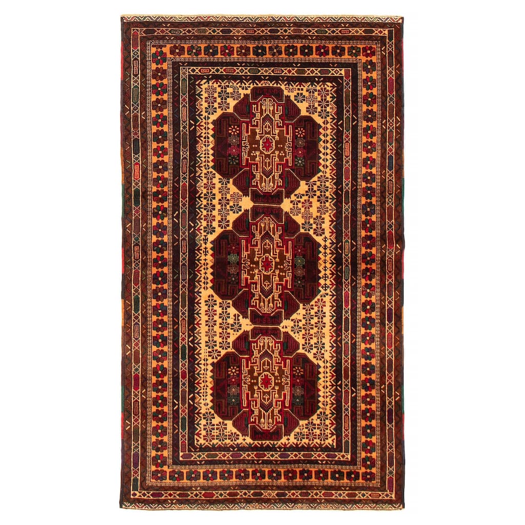 Teimani Ivory, Red Rug 3'8" x 6'6" - 3'8 x 6'6