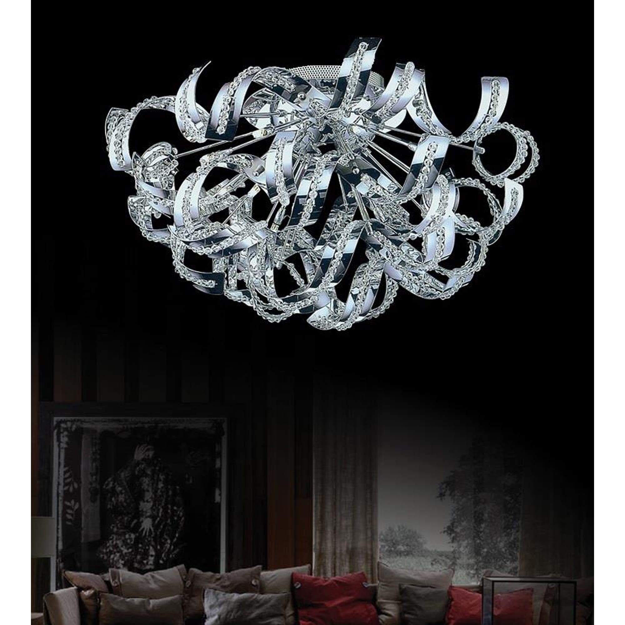 CWI Lighting Swivel 9 Light 18in Chrome Flush Mount