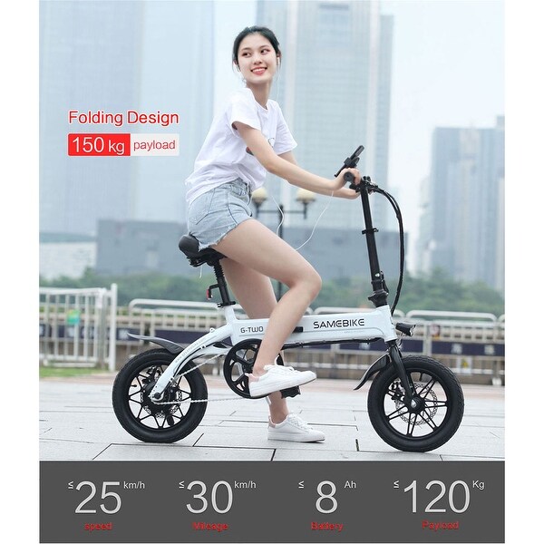 Details about   Folding Bicycle Moped Black White Electric Bike E-bike 36V 8AH Lithium Battery 