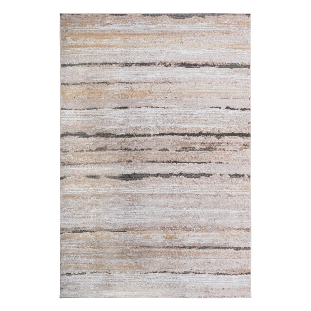 LOOM & LUXE Collection Brown/Striped Non-Shedding Area Rug