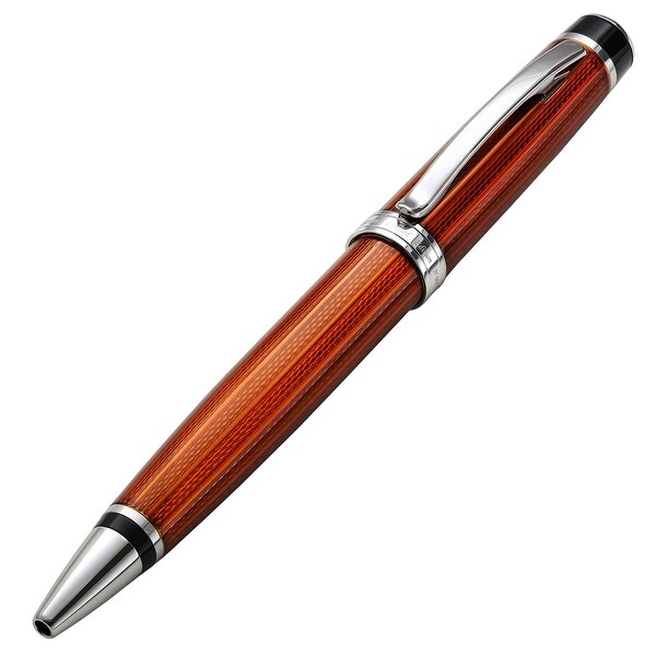 Xezo Incognito Serialized Brass Ballpoint Pen in Sunstone Orange Lacquer, Diamond-Cut Engraved. Platinum Plated. Opens flyout.
