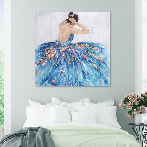 Blue and Festive", Elegant Princess Dress Glam Blue Canvas Wall Art Print  for Bedroom - Bed Bath & Beyond - 36040772