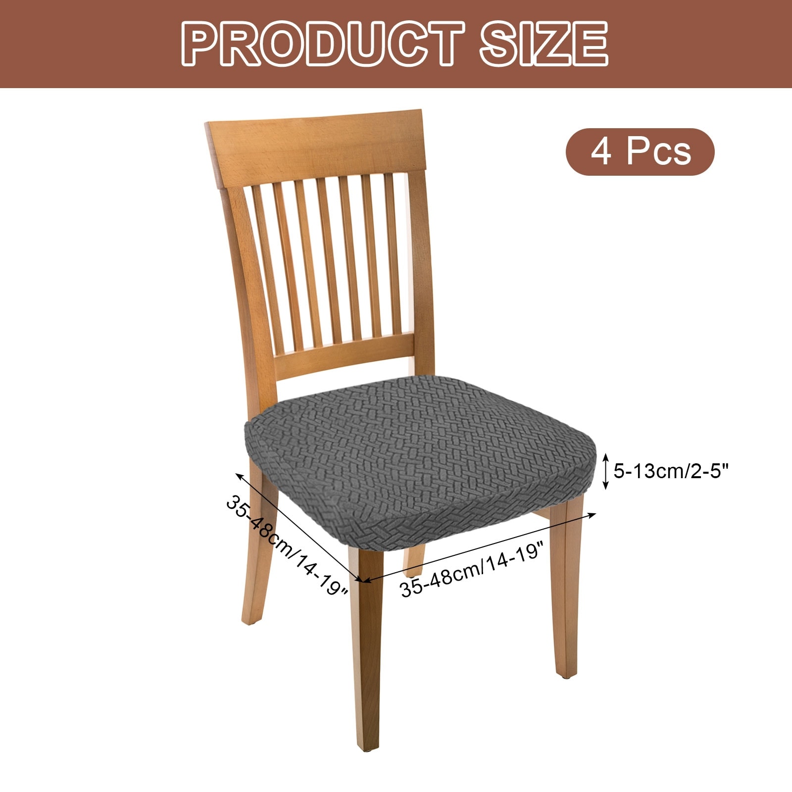 Stretch Jacquard Seat Covers, Dining Chair Seat Slipcover Washable Removable Cushion Protector