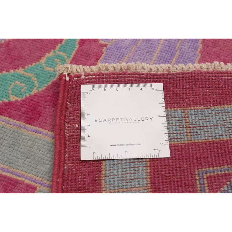 ECARPETGALLERY Hand-knotted Abstract Lahore Legacy Magenta Wool Rug - 9'0 x 11'11