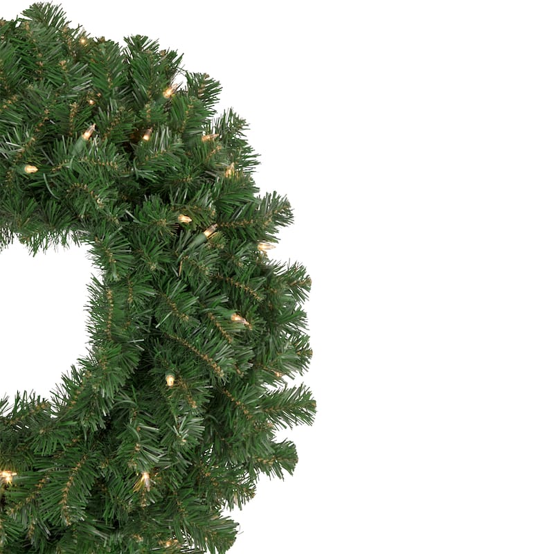 Pre-Lit Deluxe Windsor Pine Artificial Christmas Wreath - 36-Inch Clear Lights - 36"