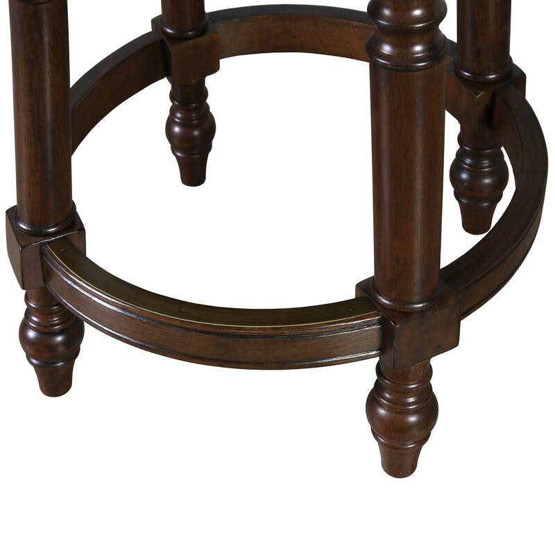 Tiffany Wood Bar Stool with Back and Swivel Upholstered Seat