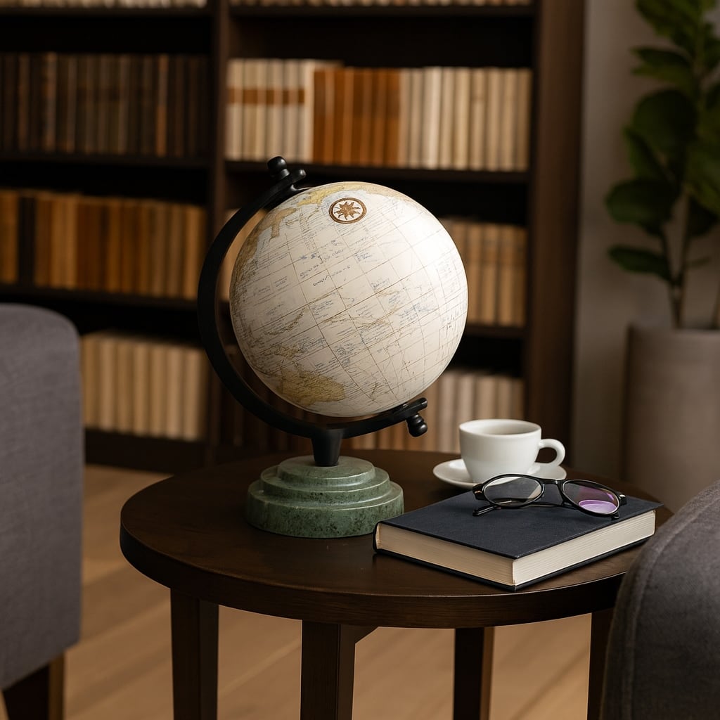 Marble Resin Globe Modern Contemporary - 9" Green/Black - 9.0"