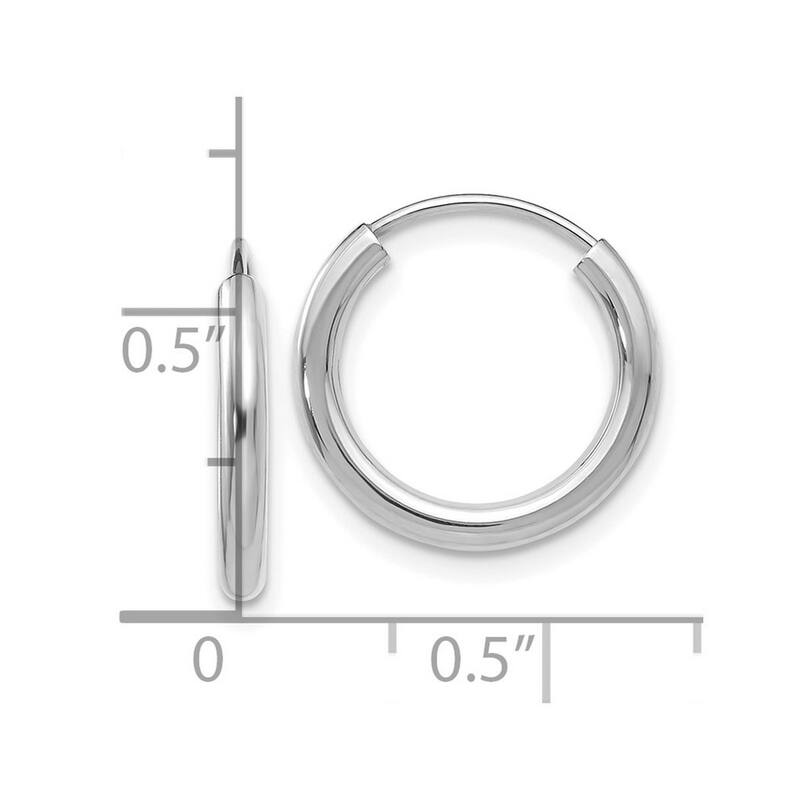 Curata 14k White Gold Polished Endless Hoop Earrings - 12x12mm