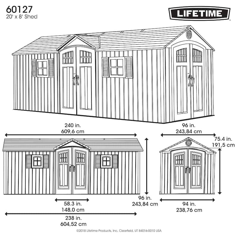 Lifetime 20 Ft. x 8 Ft. Outdoor Storage Shed