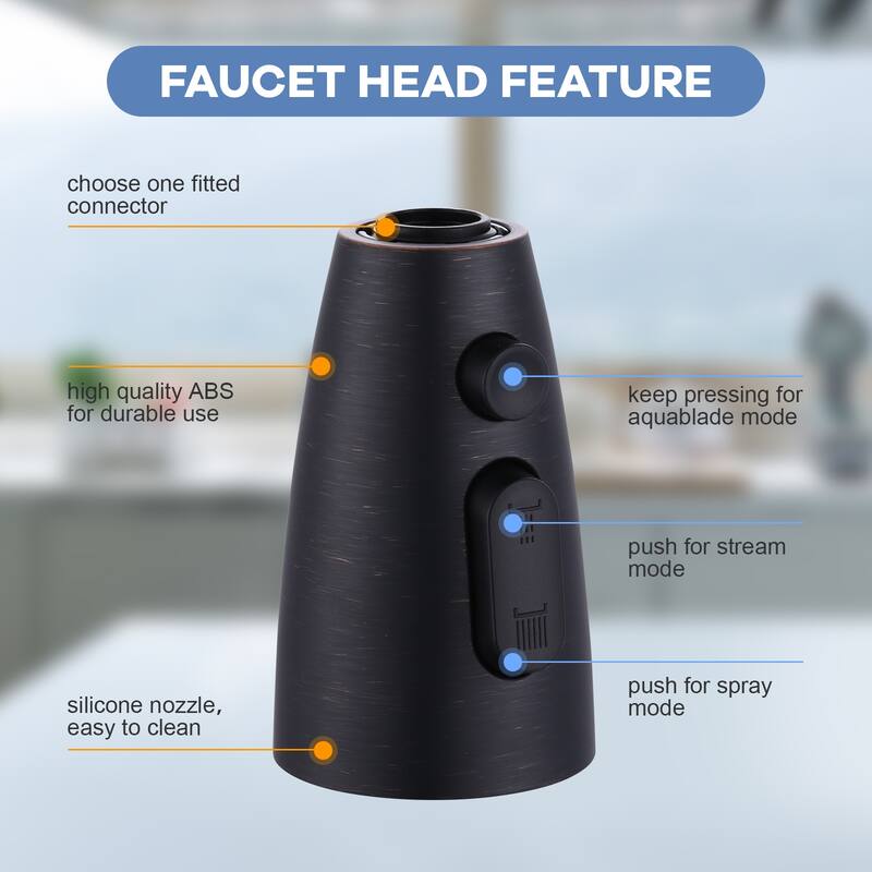 WOWOW 3 Function Kitchen Faucets Head Replacement with 9-Adapters
