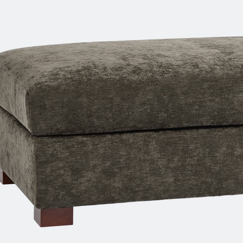 41" W Modern Rectangle Chenille Ottoman