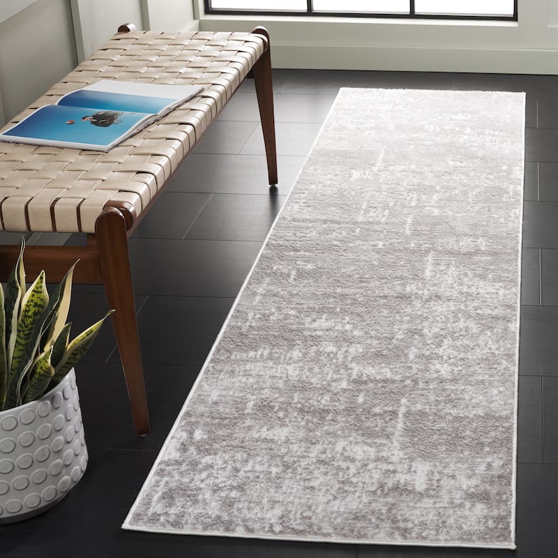 SAFAVIEH Amelia Modern Abstract Rug - 2'2" x 8' Runner - Ivory/Stone Grey - Runner