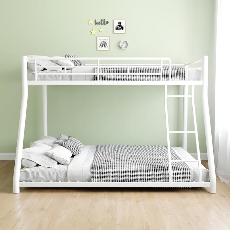 Twin over Full Size Metal Bunk Bed, Heavy-duty Sturdy Metal, Noise Reduced, Safety Guardrail, CPC Certified