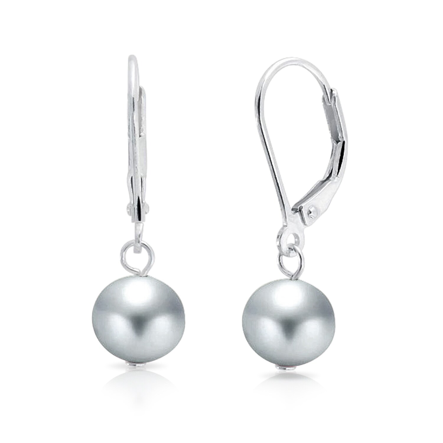 Earrings Freshwater Cultured Pearl Drop Ball Earrings Sterling Silver