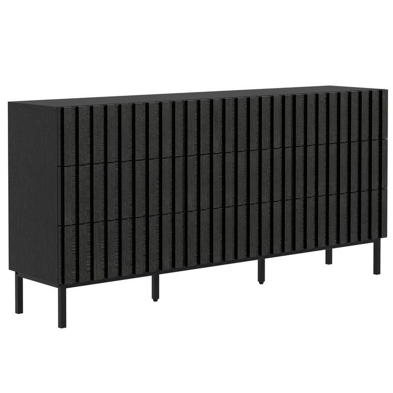59" W 9-Drawer Storage Cabinet Mid-Century Dresser