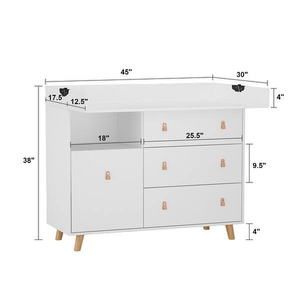 White Dresser Combo Chest Baby Changing Station Easy Diaper Changes