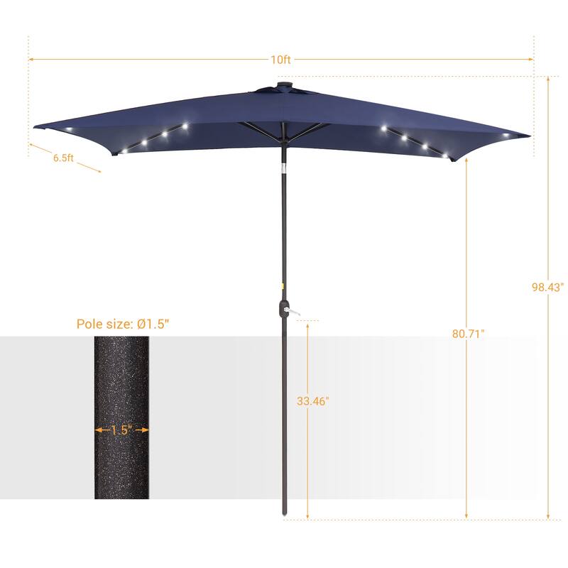 BONOSUKI LED 10 x 6.5ft Outdoor Umbrellas Patio Market Table Umbrellas
