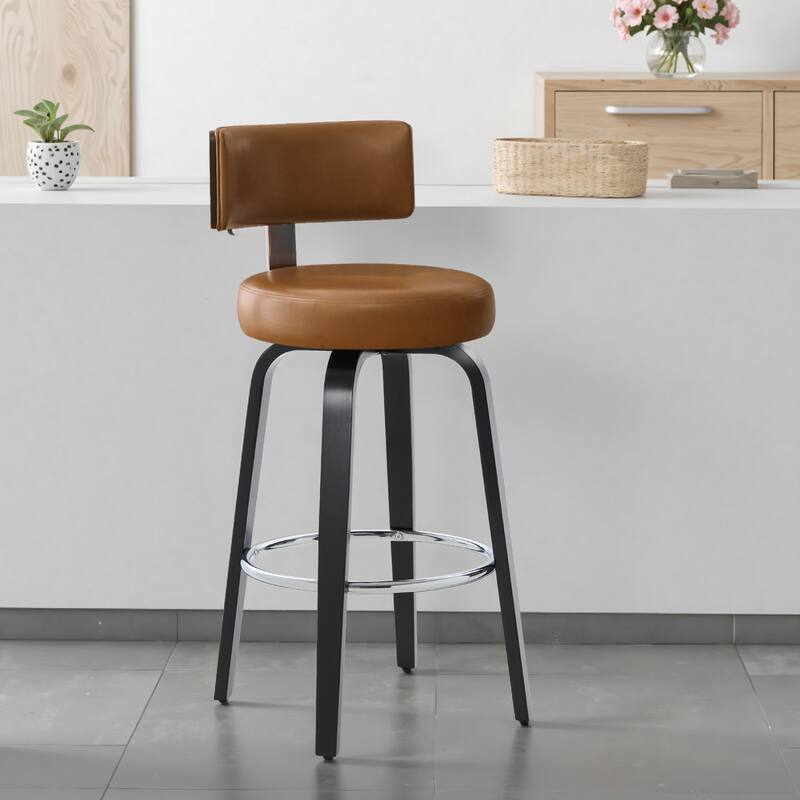 Upholstered Swivel Counter/ Bar Stools with T-Shaped Backrest