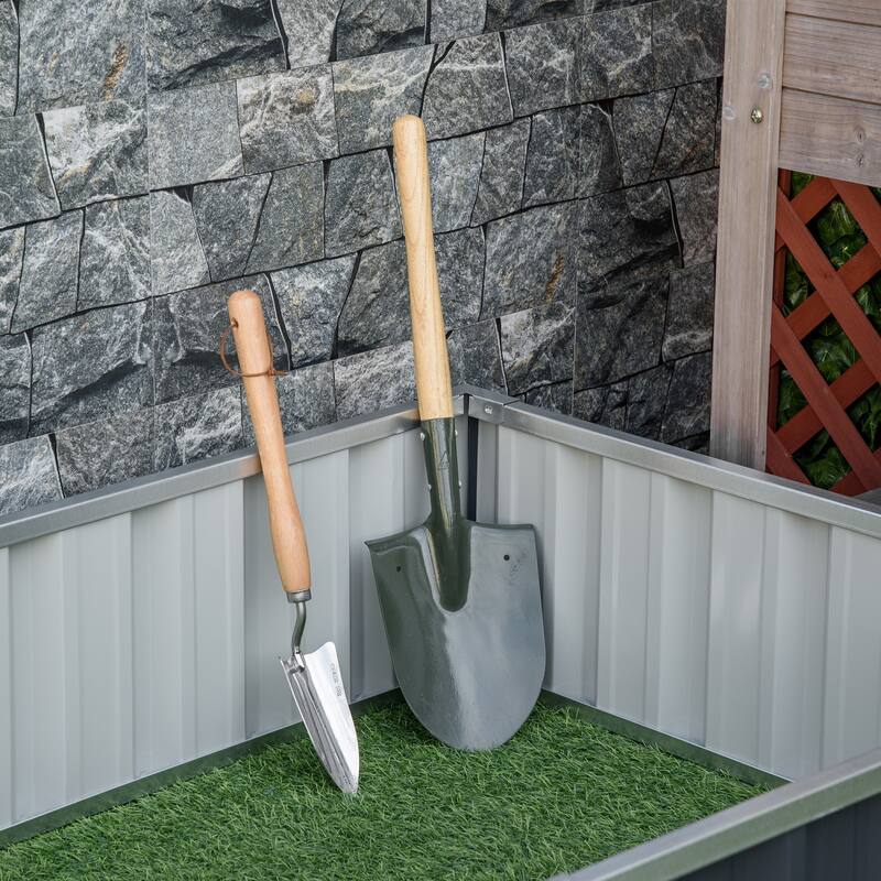 Outsunny 69'' x 36'' Metal Raised Garden Bed, DIY Large Steel Planter Box, No Bottom w/ A Pairs of Glove for Backyard