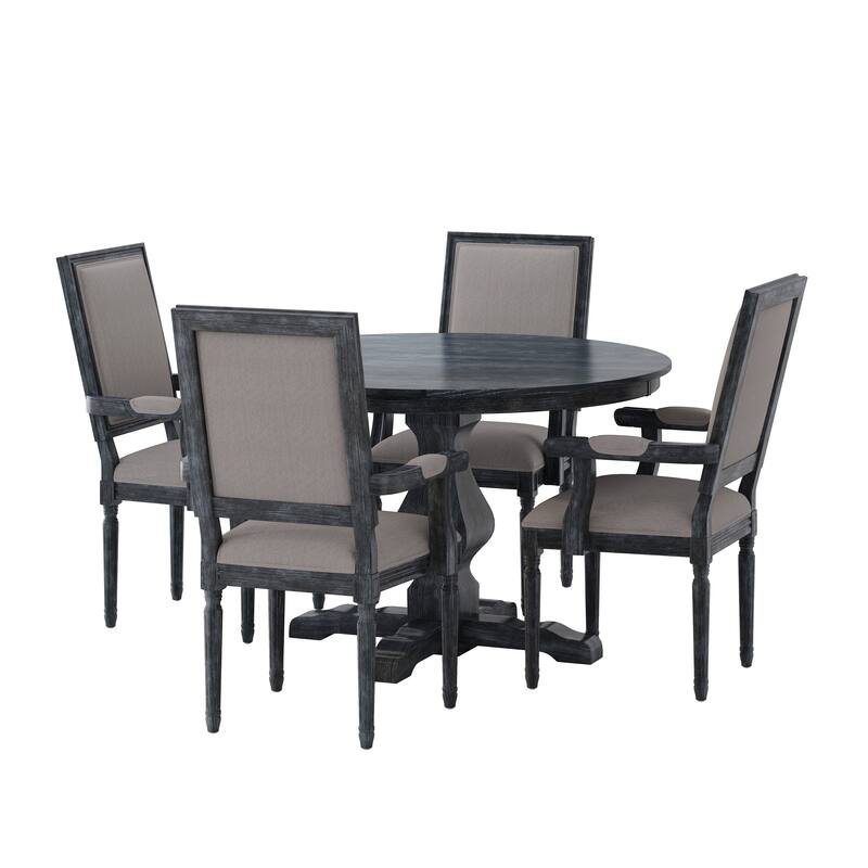 Mores Upholstered 5 Piece Circular Dining Set by Christopher Knight Home